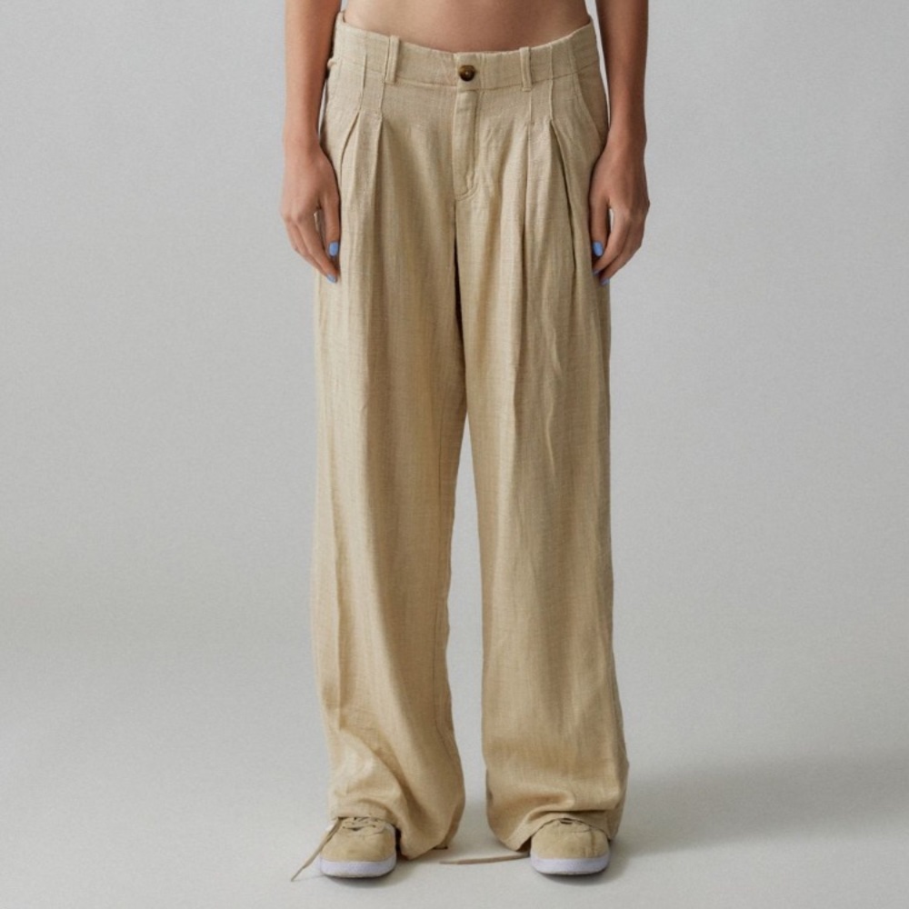 urban outfitters martina linen low-rise trouser pant